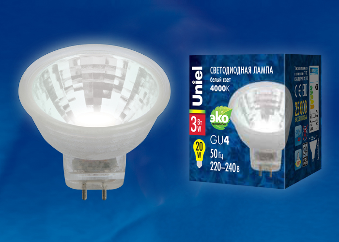 LED-MR11-3W/NW/GU4/220V GLZ21TR Лампа светодиодная, 220V. Прозрачная. Белый свет (4000K). Картон. Т LED-MR11-3W/NW/GU4/220V GLZ21TR Лампа светодиодная, 220V. Прозрачная. Белый свет (4000K). Картон. Т
