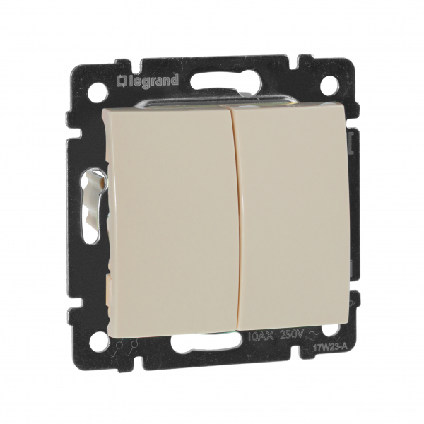 Valena Выключатель 2-клав. 10А 250В~, сл. кость