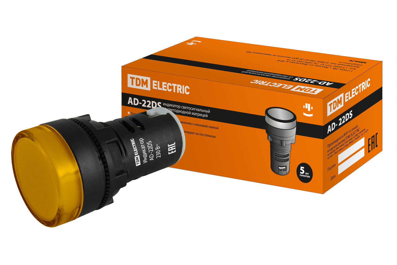 Лампа AD-22DS(LED)матрица d22мм желтый 230В TDM Лампа AD-22DS(LED)матрица d22мм желтый 230В TDM