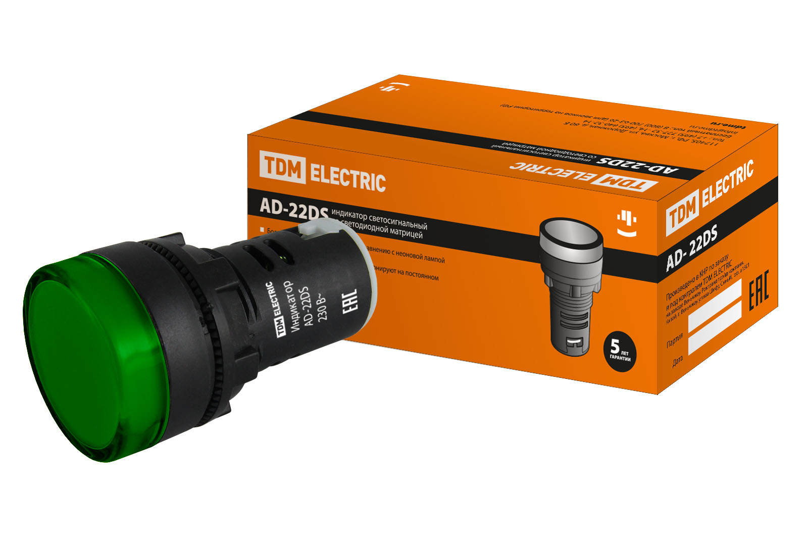 Лампа AD-22DS(LED)матрица d22мм зеленый 230В TDM Лампа AD-22DS(LED)матрица d22мм зеленый 230В TDM